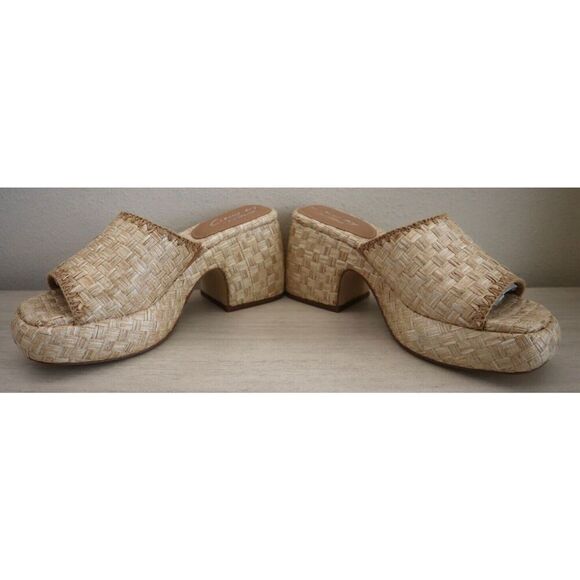 Circus NY x Sam Edelman Women Sz 9.5M Bleached Beechwood Raffia Ilyse Sandals - Picture 2 of 11